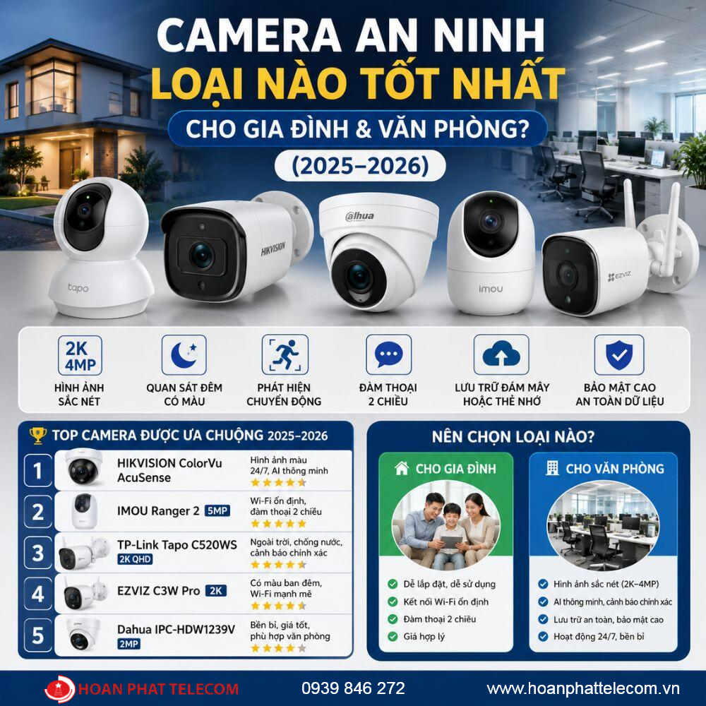 Camera An Ninh Loại Nào Tốt Nhất Cho Gia Đình & Văn Phòng? (Tư Vấn Chi Tiết 2025–2026)