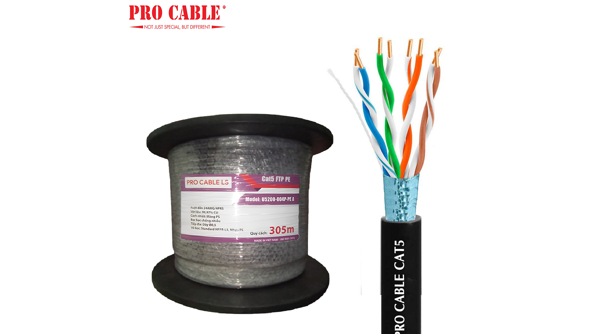 Cáp mạng Cat5 FTP PE PRO CABLE LS (Model: U5200-004P-PE A)