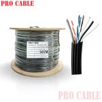 Cáp mạng cat5 Pro Cable kèm nguồn có thép treo (MODEL: Cat5 UTP PRO CABLE, kèm nguồn, cường lực)