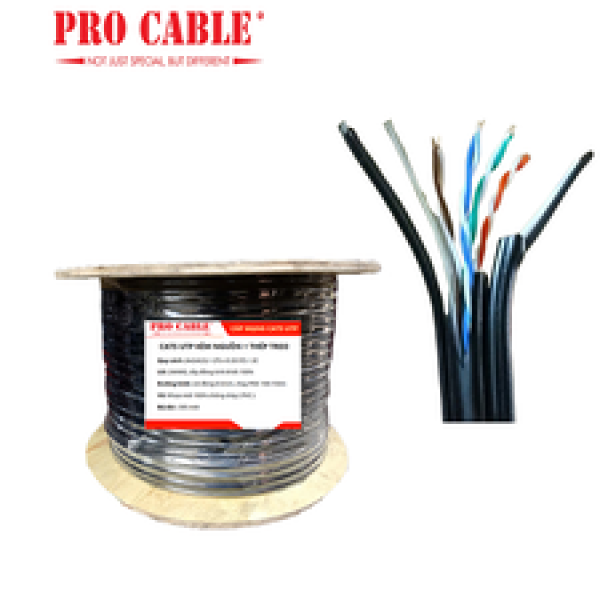 Cáp mạng cat5 Pro Cable kèm nguồn có thép treo (MODEL: Cat5 UTP PRO CABLE, kèm nguồn, cường lực)