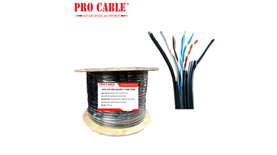 Cáp mạng cat5 Pro Cable kèm nguồn có thép treo (MODEL: Cat5 UTP PRO CABLE, kèm nguồn, cường lực)