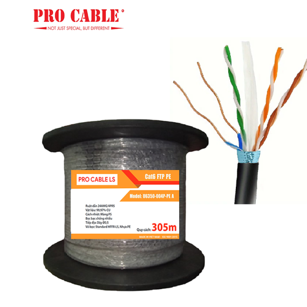 Cáp mạng Cat6 FTP PE PRO CABLE - Chính Hãng, Chống Nhiễu Cao, Hiệu Suất Vượt Trội