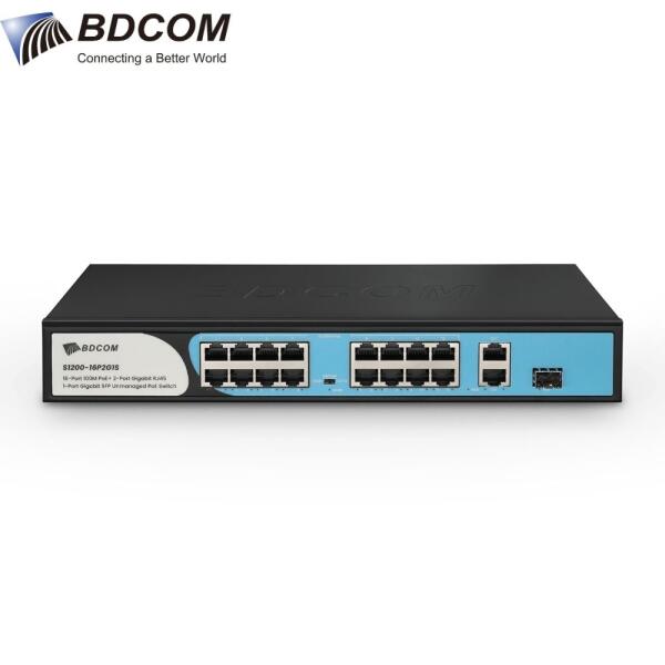 Switch PoE BDCOM S1200-16P2G1S (16 Cổng 100M + 3 Cổng Uplink Gigabit)