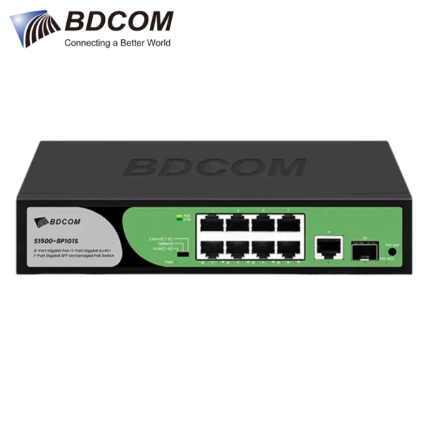 Switch PoE BDCOM S1500-8P1G1S - 8 Cổng Gigabit PoE + 1 Cổng Gigabit RJ45 + 1 Cổng Gigabit SFP