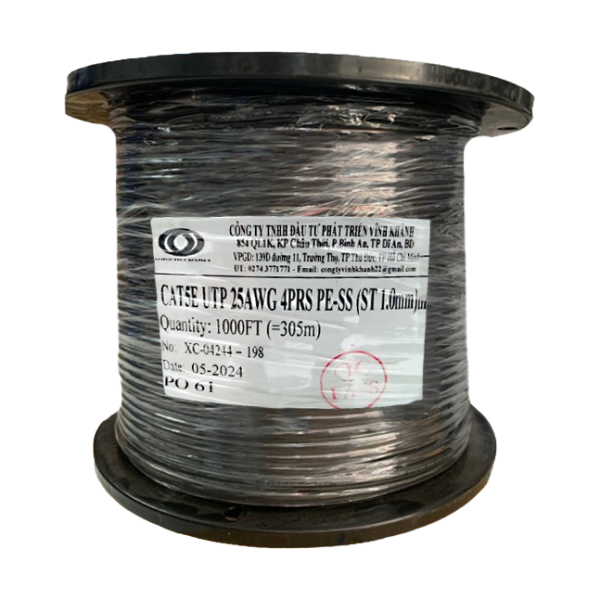 Cáp LAN CAT 5E UTP 25AWG 4PRS - PE - SS- (St 1.0mm)