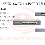 Switch Aptek 16-port PoE SF1162P/ Switch 16 cổng PoE, không quản lí, chuyên dụng cho camera.