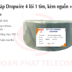 Cáp Dropwire 4 lõi 1 tim, kèm nguồn + thép treo