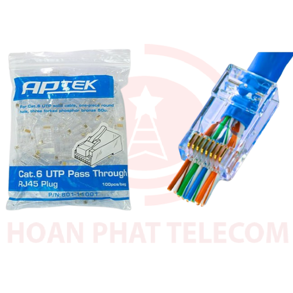 Hạt mạng RJ45 APTEK UTP Cat.6 xuyên thấu