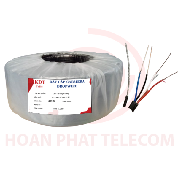 KDT - Cáp mạng Dropwire 4 lõi 1 tim - Cuộn 300m