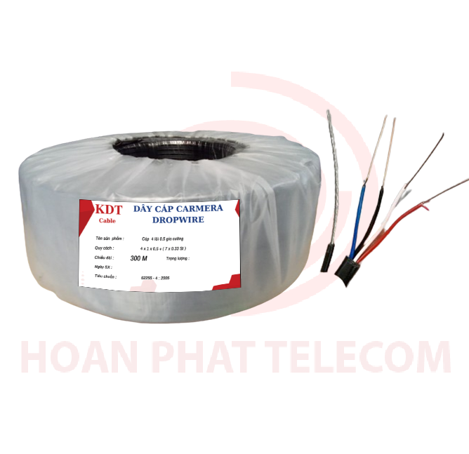 KDT - Cáp mạng Dropwire 4 lõi 1 tim - Cuộn 300m