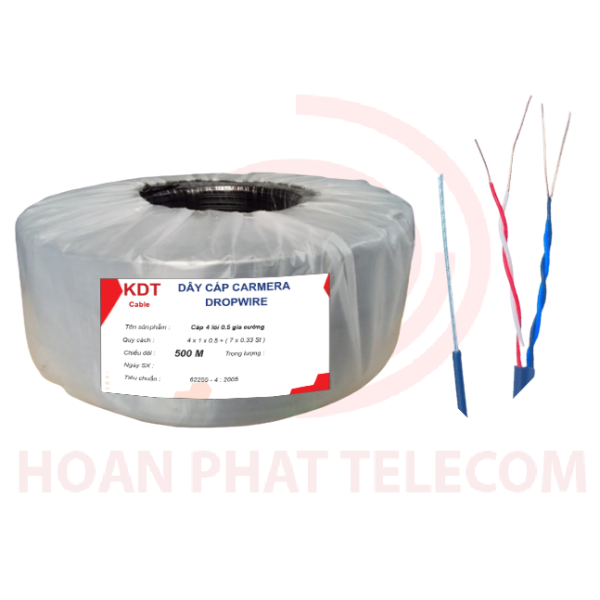 KDT - Cuộn 500m - Cáp Dropwire 4 lõi 1 tim