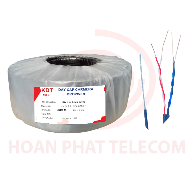 KDT - Cuộn 500m - Cáp Dropwire 4 lõi 1 tim