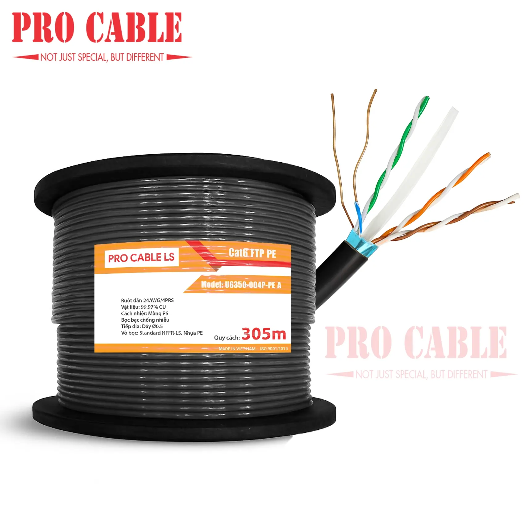 Cáp mạng Cat6 FTP PE PRO CABLE - Chính Hãng, Chống Nhiễu Cao, Hiệu Suất Vượt Trội