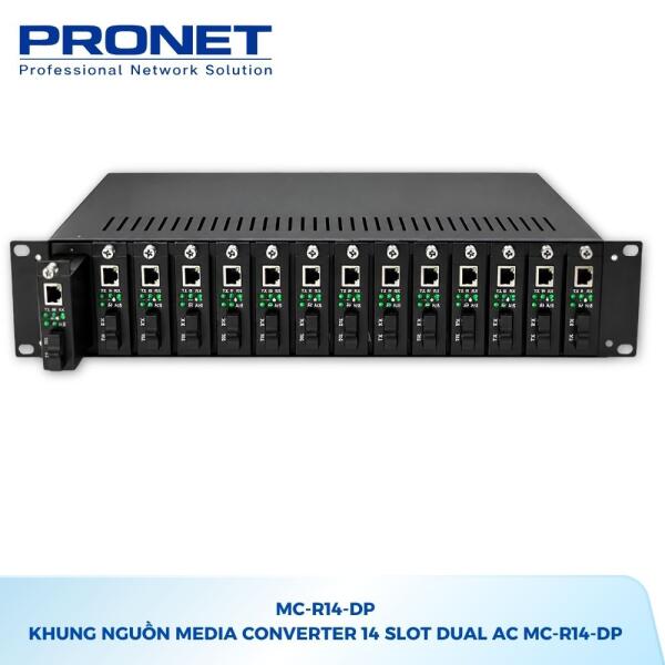 Khung nguồn Media Converter 14 Slot Dual AC PRONET MC-R14-DP