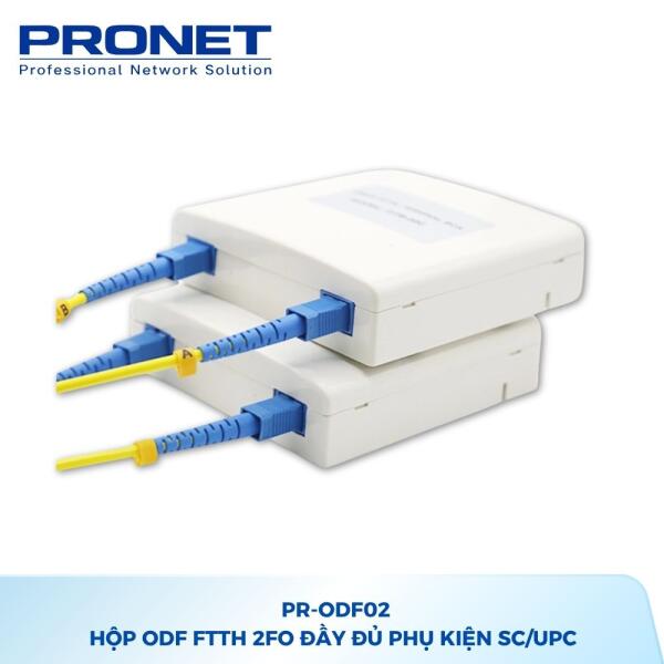 Hộp phối quang ODF 2FO PRONET PR-ODF02 Full phụ kiện SC/UPC