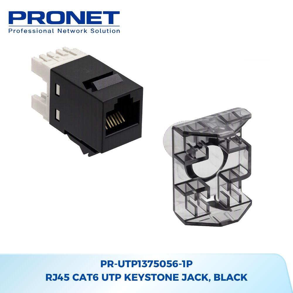 PR-UTP1375056-1P - RJ45 Cat6 UTP Keystone Jack, Black