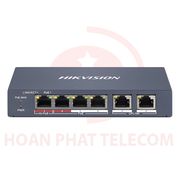 Thiết bị mạng 4-Port 100Mbps Hi-PoE Switch HIKVISION DS-3E1106HP-EI