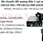 Bộ chuyển đổi quang điện 1 sợi quang PR-GE112-20B (10/100/1000M) (MODEL: PR-GE112-20B)