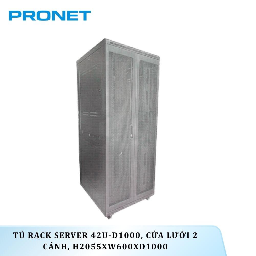 Tủ Rack 42U PR-4210CB D1000 H2055xW600 PRONET 2 cánh màu đen